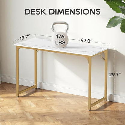 BestOffice Computer Desk,Home Office Desk, Modern Simple Style for Home Office Study Writing (Gold, 47 Inch)