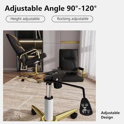 GXJ Black and Gold Office Chair with Memory Foam Seat, Computer Desk Chair | 4.9'' Memory Foam Seat and 4.7'' Comfortable Backrest, High Back Leather Executive Chair with Wheels and Arms for Women