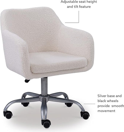 Linon Home Decor Products Linon Brooklyn Sherpa Office Chair, Ivory