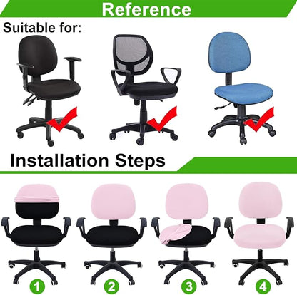 Smiry Stretch Jacquard Office Computer Chair Covers, Removable Washable Universal Desk Rotating Chair Slipcovers Protector, Seat + Backrest Cover, Pink