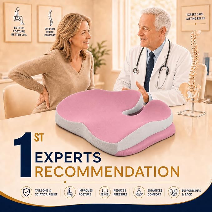 Seat Cushions for Office Chairs Wheelchair Cushion for Long Sitting Back Pain，Memory Foam Seat Car Computer Desk Chair Cushion，Coccyx Cushion for Tailbone Pain Relief Cushion Office Chair Butt Pillow