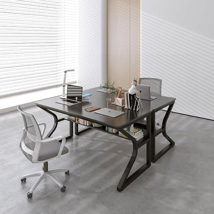 OSCHF Office Desk with Storage Shelf - 47.3" Long Writing Table for Single-Person Workstation, Modern Study Gaming Computer Desk, Black