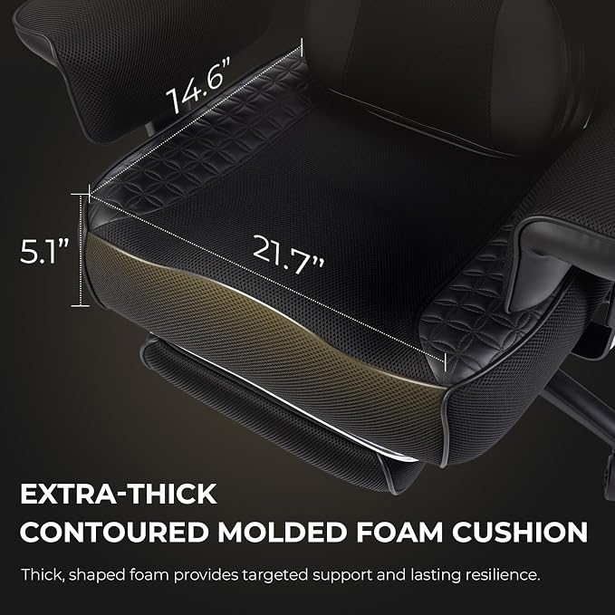 Dowinx Big and Tall Office Chair 400 Lbs with Rotating Massage Lumbar Support, Wide Thick Seat Cushion and Adjustable Armrest,Mesh Computer Gaming Chairs with Footrest,Black