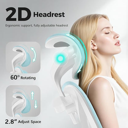 Ergonomic Office Chair High Back Desk Chair with Lumbar Support, Breathable Mesh Computer Chair with Adjustable Armrests Height, Reclining Swivel Big and Tall Gaming Chair for Home Office(Light Blue)