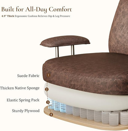 EUREKA ERGONOMIC Home Office Desk Chairs, Ergonomic Computer Chair with High Back, Executive Office Chair with Lumbar Support, Spring Cushion Seat, Mid-Century Modern, Brown