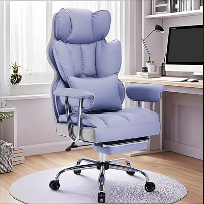 Efomao Big and Tall Office Chair 440LBS, Purple Heavy Duty Executive Chair with Footrest, Ergonomic Desk Chair for Home Office, Wide Computer Chair | 400lbs support, 135° recline, dual-layer foam cushion, 23.5" seat & footrest. BIFMA