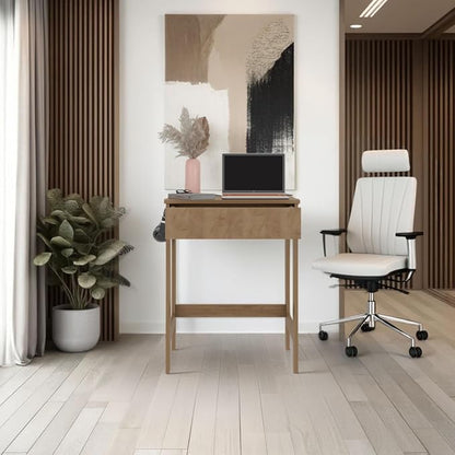 Eagar Minimalist Desk - Particle Board Beige - Compact Space-Saving Design - Home Office Study Area - Modern Interior Decor