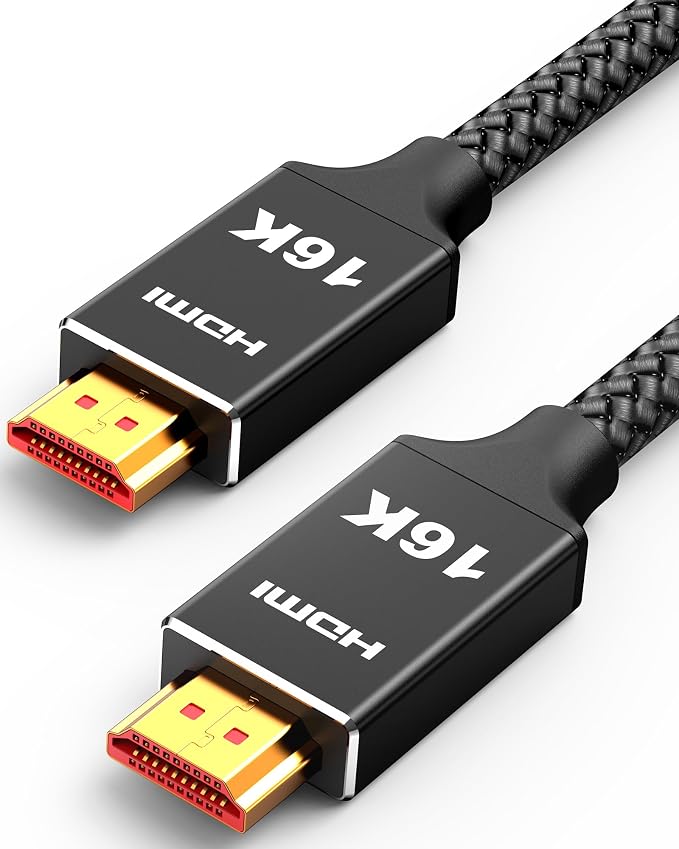 Capshi 16K HDMI Cable 2.2 6.6ft, 4K@480Hz, 8K@120Hz, 96Gbps High Speed Cord for PS5/4, TV, Gaming Console, Monitor, Support HDR, eARC, DTS:X, HDCP 2.2 & 2.3, Braided, Grey