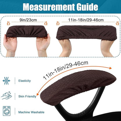 Smiry Stretch Jacquard Office Computer Chair Armrest Covers, 2PCs Removable Washable Anti-dust Desk Chair Arm Pad Covers, Chocolate