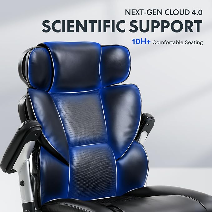 FLEXISPOT 600lbs Big and Tall Office Chair for Heavy People, High Back Heavy Duty Computer Chair with Lumbar Support 2D Armrest, Desk Chairs for Working Gaming Relaxing Cross Legged, PU Leather, Black