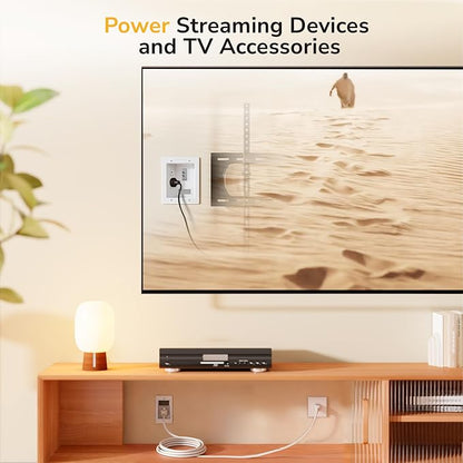 Mount-It in-Wall TV Cable Management Kit, Dual Outlet, TV Cord Hider | ETL Certified Recessed Power with USB-C and USB-A, 9ft Behind-Wall and 5ft External Cords, TV Wire Hider for Wall Mount