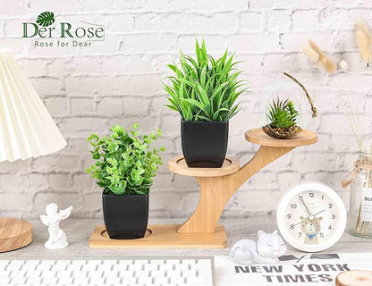 Der Rose 2 Pack Fake Plants Small Artificial Potted Plants Faux Plants Black Bathroom Accessories for Home Office Desk Bathroom Decor Indoor