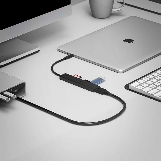 SABRENT Multi-Port USB Type-C Hub with 4K HDMI | Power Delivery (60 Watts) | 1 USB 3.0 Port | 1 USB 2.0 Port | SD/microSD Card Reader (HB-TC6C)