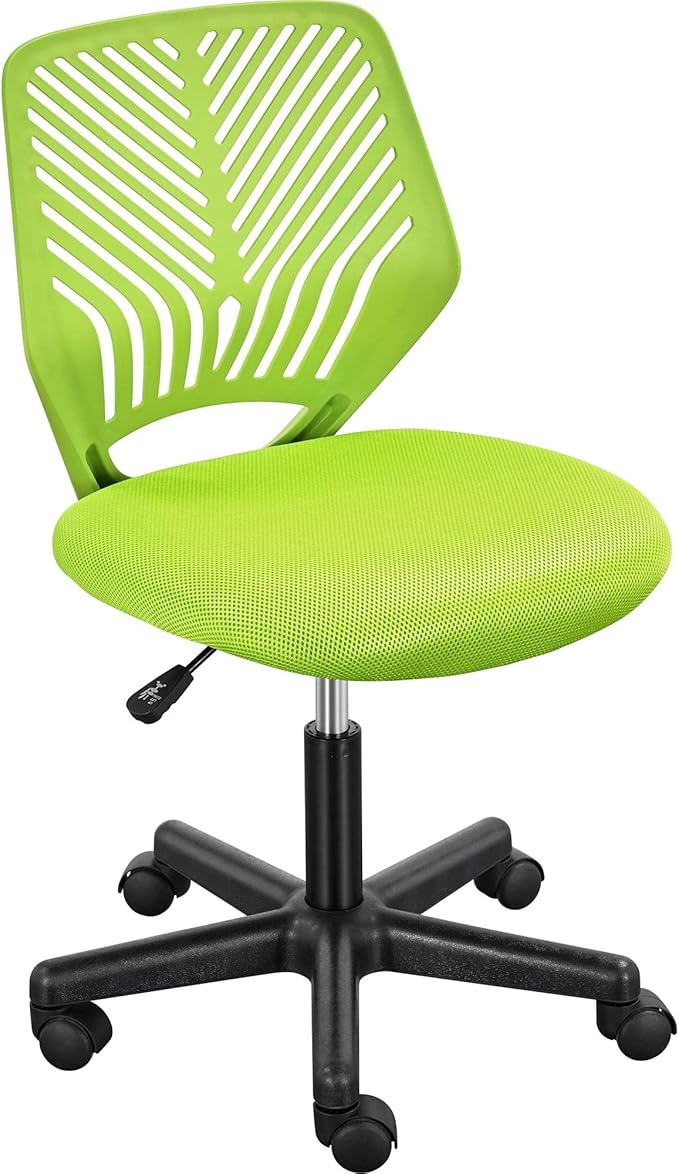 Topeakmart Office Desk Chair Armless Swivel Computer Chair Low-Back Task Chair with Lumbar Support & Height Adjustable Study Chair, Green