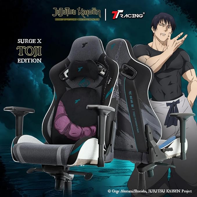 TTRACING Jujutsu Kaisen Toji Gaming Chair with 440lb Capacity | Durable PU leather & steel base, ideal for home office or study. Features 4D armrests and 155° recline to relieve fatigue.