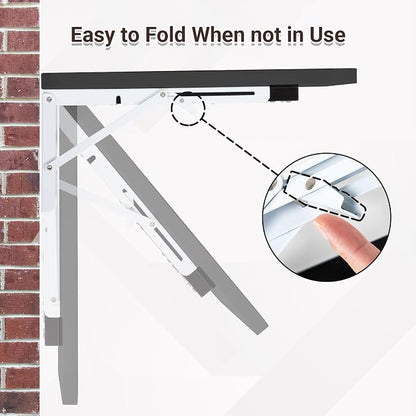 Neoaider Wall Mounted Folding Desk 35.4” x 15.7”, Drop Down Table with Metal Collapsible Brackets, Folding Wall Table for Small Spaces, Home, Office, Kitchen, Laundry Room-Black