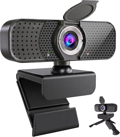 C26 1080P Webcam with Microphone, USB Computer Camera with Privacy Cover, Noise Reducing Mic, Auto Light Correction, 105° Wide Angle, Plug&Play for PC Mac Laptop Zoom Teams Streaming