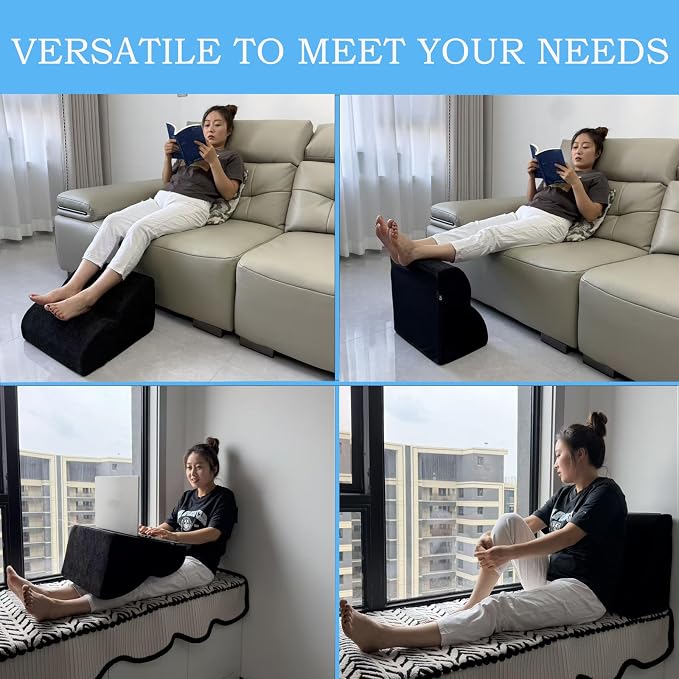 Foot Rest for Under Desk at Work.Multifunctional 3-Tier Foot Stool,with Washable Footrest.for Under Desk,Office Chair Gaming Chair & Sofa,Leg Elevation Pillow,Supports Posture(A-Black)