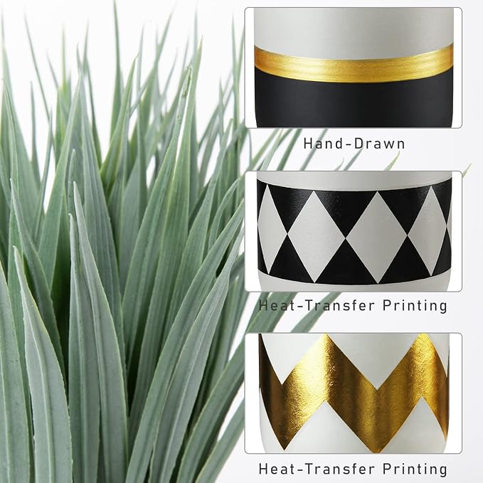 Hollyone Artificial Plants Small Faux Plant Decor Fake Potted Plant Faux Plants in Pots Fake Grass Pot for Home Table Office Desk Room Bathroom House Indoor Decorative Gifts
