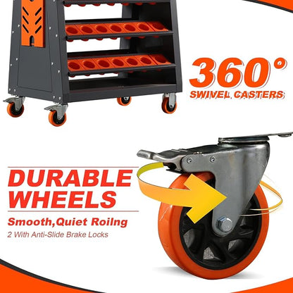 HSK50 CNC Tool Cart-120 Cap, 5-Tier CNC Rolling Carts with Wheels，40 Taper Tool Holder, CNC Mobile Tool Holder, CNC Tool Organizer, CAT 40 Tool Holder Set for StorehouseFactory Garage
