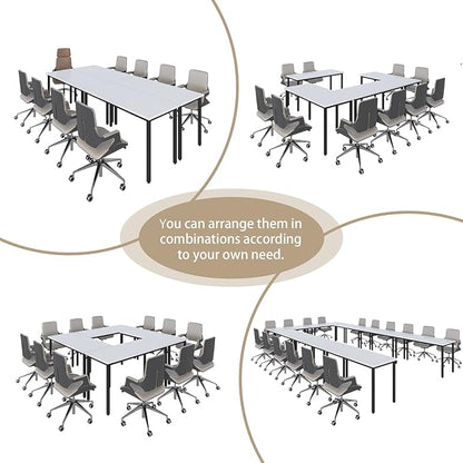 Bonzy Home Conference Tables 16ft Office Computer Desk for Meeting Room Study Writing Printer Table Meeting Seminar Table for 20 People Rustic Vintage 8PCS 188.8"x47.2"x29.5", White