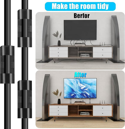 XHF 35pcs Large Self Adhesive Cable Clips Black,Wire Clips Cable Management Wire Organizer Cord Holder for Under Desk, Car, Wall, TV PC Ethernet Cable