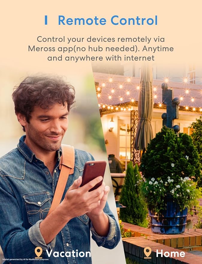 Outdoor Smart Plug, meross Outdoor Wi-Fi Outlet with 3 Independent Sockets Compatible with Apple Homekit, Alexa and SmartThings, Voice & Remote Control, Timer, 2.4 GHz only,Black