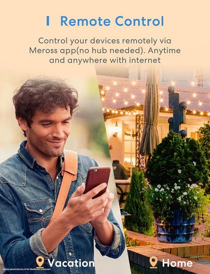 Outdoor Smart Plug, meross Outdoor Wi-Fi Outlet with 3 Independent Sockets Compatible with Apple Homekit, Alexa and SmartThings, Voice & Remote Control, Timer, 2.4 GHz only,Black
