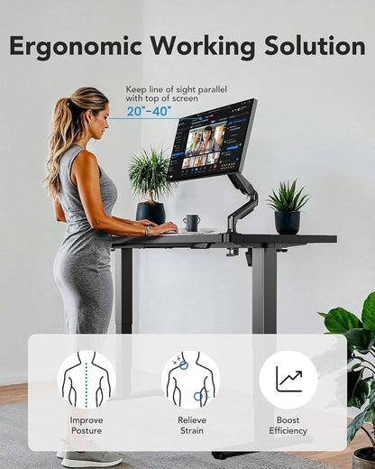 HUANUO 70x30 Inch 3-Stage Legs Electric Standing Desk, Large Height Adjustable Office Desk with Brushless Motor, Stand Up Desk with 4 Memory Presets & 2 Hooks, Computer Desk for Home Office, Black