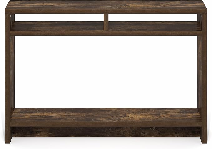 Furinno Viola Entryway Table, 3-Tier Narrow Console Table with Extra Thick Frame and Storage Shelf, 47.2" Wide Sofa Table, for Living Room, Home Office, Entryway, Amber Pine