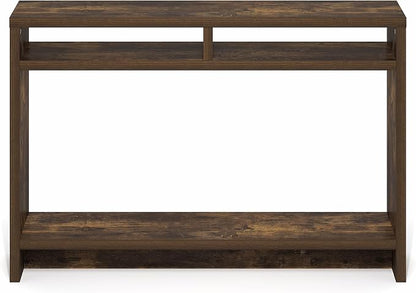 Furinno Viola Entryway Table, 3-Tier Narrow Console Table with Extra Thick Frame and Storage Shelf, 47.2" Wide Sofa Table, for Living Room, Home Office, Entryway, Amber Pine