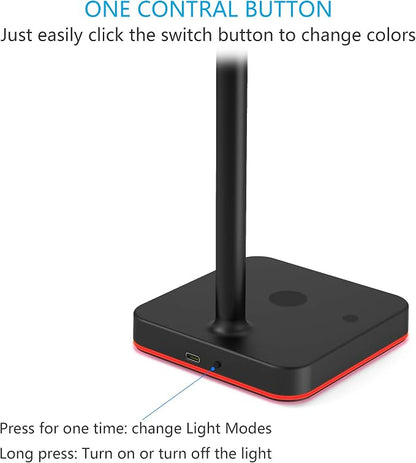 KAFRI RGB Dual Headphone Stand with Wireless Charger Desk Gaming Double Headset Holder Hanger Rack with 10W/7.5W QI Charging Pad - Suitable for Gamer Desktop Table Game Earphone