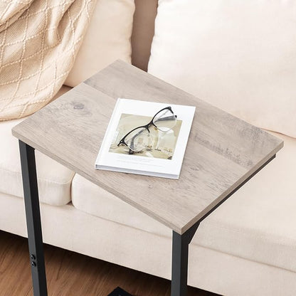 AMHANCIBLE C Shaped End Tables, Couch Side Tables that Slide Under, TV Trays for Living Room, Bedroom, Small Space, Sofa, Grey HET02BGY-1