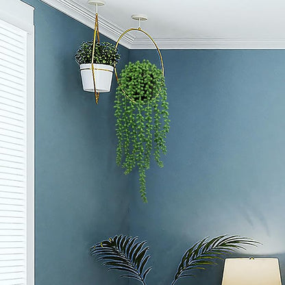 LOYWREE Fake Plants Indoor Artificial String of Pearls Plant in Black Pots, Realistic Green Faux Succulent Hanging Plants for Shelf Decor Desk Home Garden Decorations