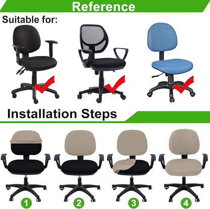 Smiry Stretch Jacquard Office Computer Chair Covers, Removable Washable Universal Desk Rotating Chair Slipcovers Protector, Seat + Backrest Cover, Taupe