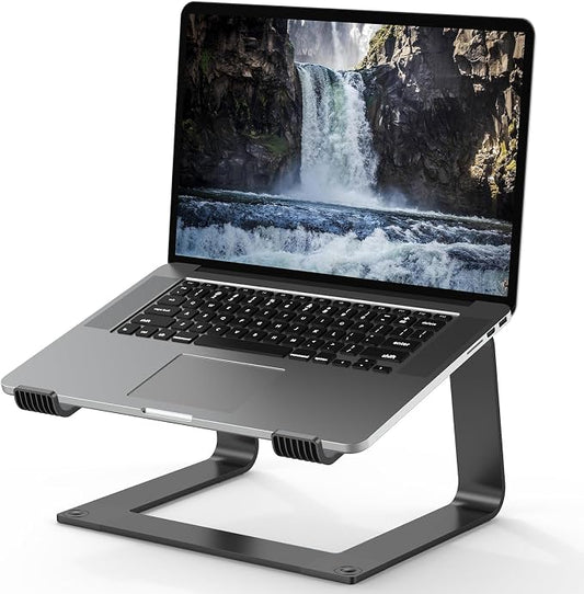 Tonmom Laptop Stand for Desk, Aluminum Laptop Riser Holder, Removable Metal Notebook Stand Ventilated Cooling Computer Riser Compatible with 10-15.6” Laptops