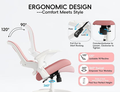 TRALT Office Chair - Ergonomic Office Chair with Back Support, Home Office Desk Chairs, Comfy Desk Chair, Computer Chair, 330lbs Wide Seat Big and Tall Office Chairs for Students (Pink)