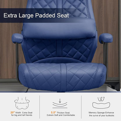 Okeysen Modern Leather Office Chair, High Back Conference Room Chairs Mid-Century Reclining Office Chairs with Removable Pillow, Padded Executive Office Chair for Home, Office.