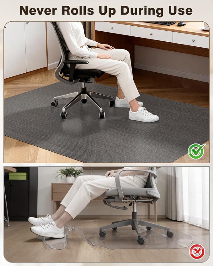 Blvornl Ultra Large Office Chair Mat for Hardwood Floor, Rolling Chair Mat for Hard Wood, Large Anti-Slip Hard Floor Protector, Heavy Duty Computer Desk Rug for Office and Home 50"*63" Grey