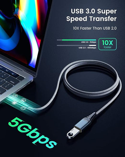 ANDTOBO USB Extension Cable 3.3ft, USB 3.0 Type A Male to Female Extender Cables High-Speed Data Transfer 5Gbps Compatible with Gamepad, Printer, Webcam, USB Keyboard, Flash Drive, Hard Drive