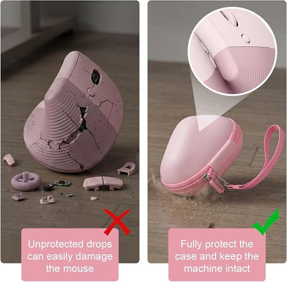 ANKHOH Case for Logitech Lift Vertical Ergonomic Mouse, Hard EVA Storage Box for Logi Wireless Bluetooth Upright Device, Travel Carrying Bag Accessories for Office (Bag Only, Pink)