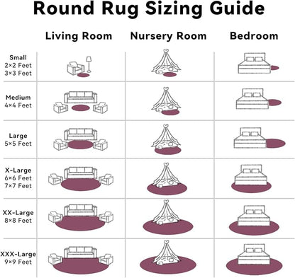 OLANLY Burgundy Round Rugs for Bedroom - Machine Washable, 5 ft Circle Area Rugs for Living Room, Soft and Fluffy Shaggy Carpet for Teen Girls and Boys, Nursery Rooms, Dorms, Home Decor Aesthetic