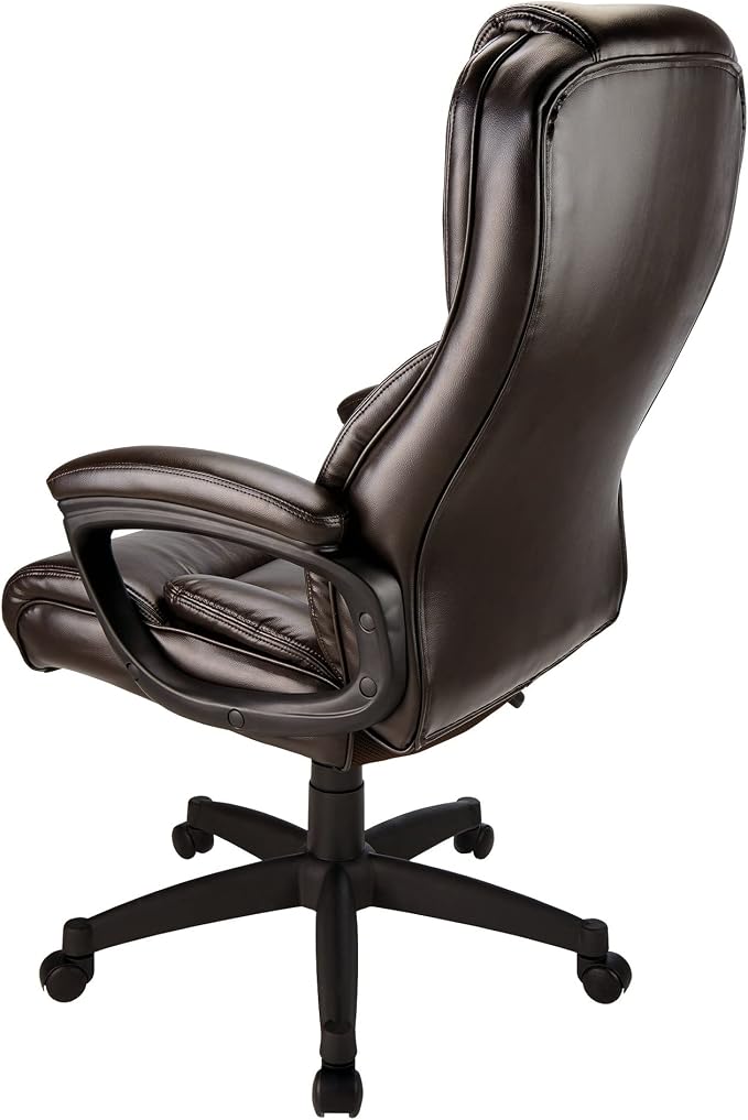 Realspace® Fennington Bonded Leather High-Back Chair, Brown/Black