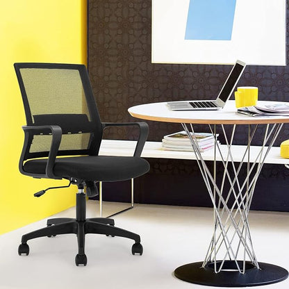 BestOffice Desk Chair for Office which is Ergonomically Made with Cushion, Armrest & Lumbar Support, Nylon (Black)
