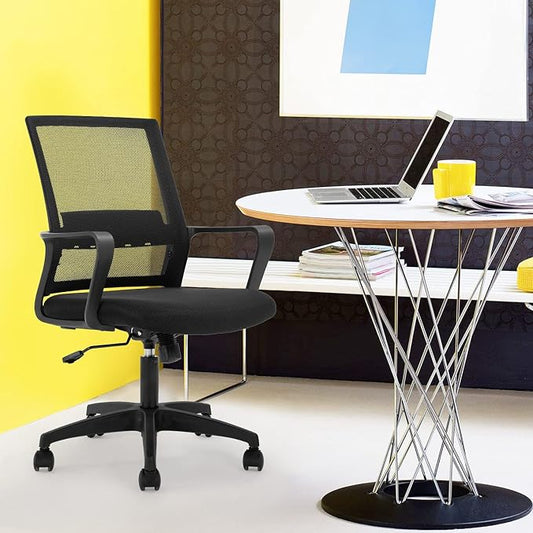 BestOffice Desk Chair for Office which is Ergonomically Made with Cushion, Armrest & Lumbar Support, Nylon (Black)