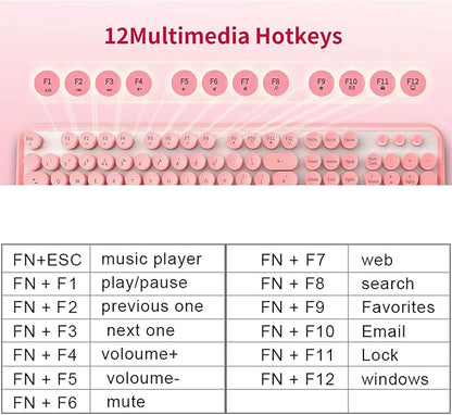FOPETT Keyboard and Mouse Sets Wireless, Reliable 2.4 GHz Connectivity for PC,Laptop,Smart TV and More (Pink)
