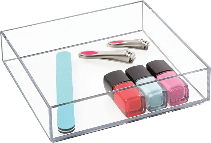 iDesign Clarity Kitchen Drawer Organizer, 8" x 8" x 2", Clear | For Silverware, For Spatulas, For Gadgets, Medium
