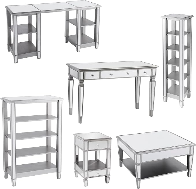 SEI Furniture Wedlyn Mirrored Writing Desk, Silver