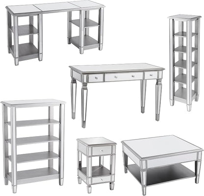 SEI Furniture Wedlyn Mirrored Writing Desk, Silver
