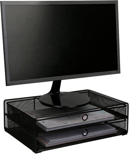 Exerz Monitor Display Stand with Drawers - Desk Organizer with Computer Monitor Stand Riser - Max 15kgs
